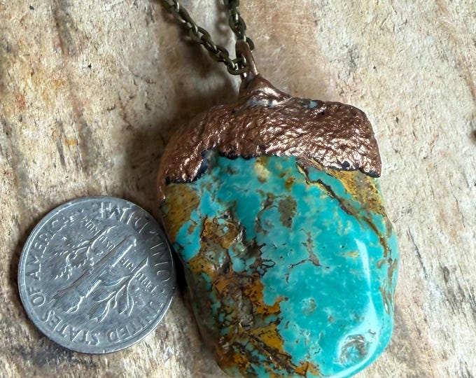 Handmade Turquoise Pendant – Southwestern Style Jewelry – Natural Hubei Turquoise Necklace – Crafted in Arizona 38mm