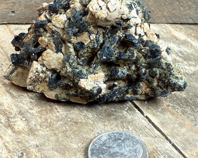Black Tourmaline .Black Tourmaline with Feldspar  Cluster from Morocco,  Crystals, ROW1-1-3