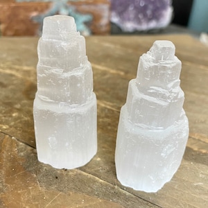 Selenite Selenite Layered Tower, Selenite  one of the more powerful healing stones, Selenite Crystal Stone-Polished Selenite Stone A024
