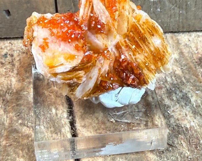 Vanadinite on Barite Crystal Cluster – Natural Red Vanadinite Specimen from Morocco | Handpicked Mineral for Collectors & Home Décor bflat4