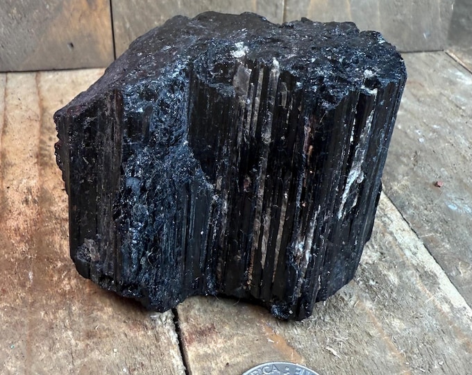 Black Tourmaline Crystal – Raw Rough Specimen, Natural Stone,  fflat1