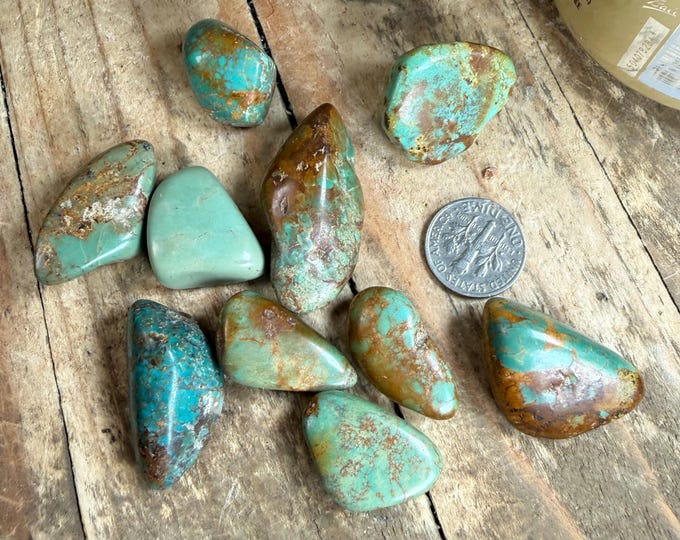 10 PCS Hubei Turquoise Nugget – Raw Turquoise Rough Stone, Natural Turquoise Tumble for Jewelry Making, and Crystal Collectors