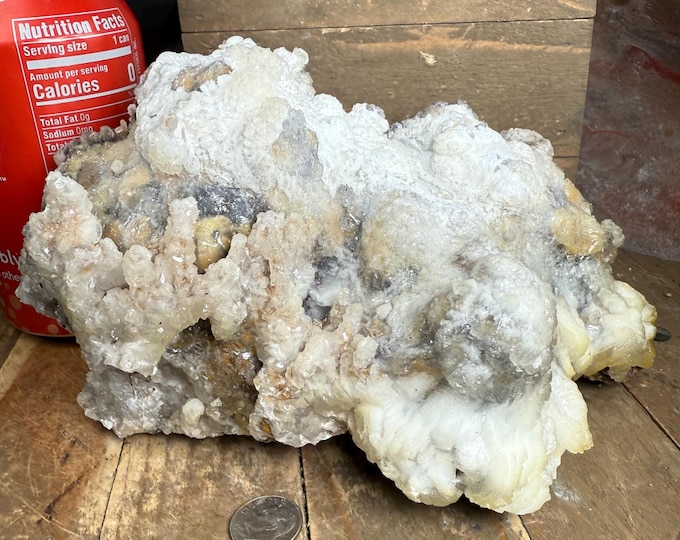 Large Stalactite Crystal Cluster – Druzy Calcite & Aragonite Mineral Formation | Raw Crystal Display Specimen, Showy Statement Piece BBB