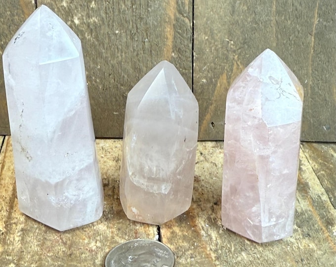 Polished rose quartz wholesale Point rose Quartz Crystal has imperfections Natural Stone, point23