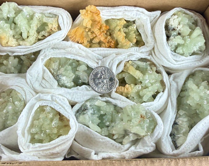 10 pcs Natural Prehnite Crystals, Botryoidal Formation Specimen