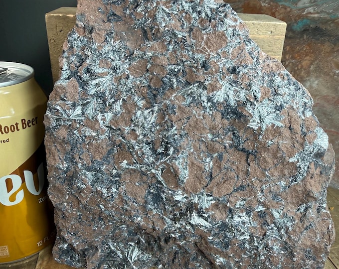 big Pyrolusite crystal Stibine (Pyrolusite stibnite),  Pryrolusite spray from Imini mine Draa-Tafilalet region  7.4 inch