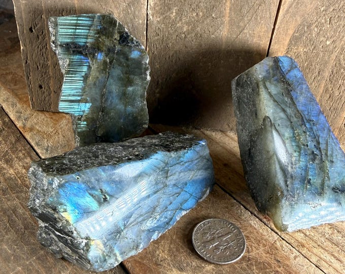 Polished Labradorite Slabs, Natural Crystal Stones (3 pcs)