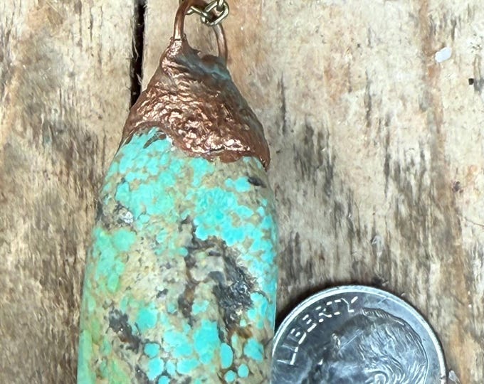 Handmade Turquoise Pendant – Southwestern Style Jewelry – Natural Hubei Turquoise Necklace – Crafted in Arizona 50mm