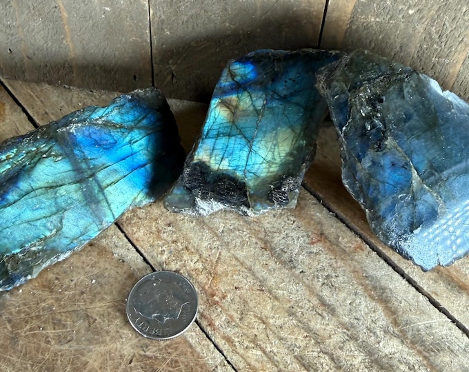 Polished Labradorite Slabs, Natural Crystal Stones (3 pcs)