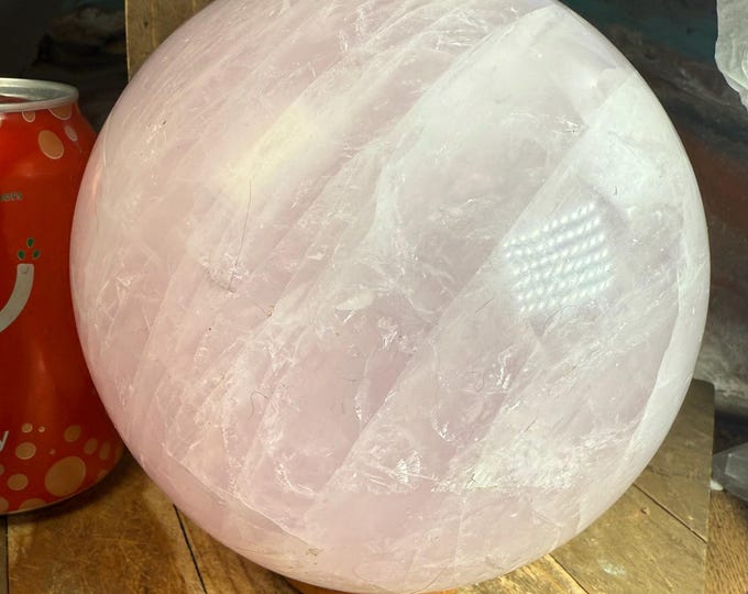 Colossal Rose Quartz Crystal Sphere has imperfections, Meditation Sphere,  rr3