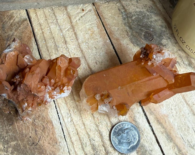 2 pcs. Tangerine Quartz Specimen Natural Crystals Cluster from Brazil