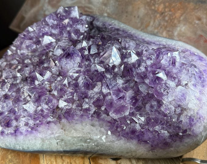 Enormous Amethyst Clusters Druzy  WITH POLISHED SIDES ,Purple Amethyst Cluster, Amethyst  Druzy Crystal, 11.9x10.4x3 inches 24. lbs