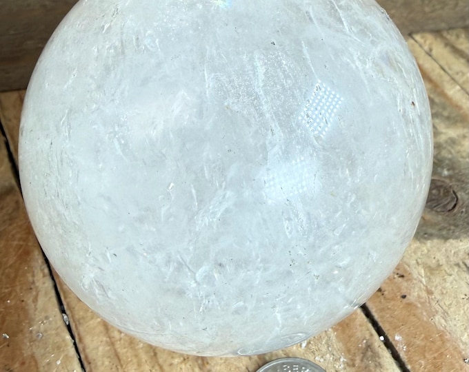 QUARTZ Sphere Natural Stone ,  Quartz Crystal Sphere  Clear Quartz Crystal natural stone at may have pits and cracks 61mm