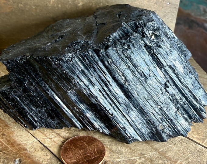 Black Tourmaline Crystal – Raw Rough Specimen, Natural Stone, 4.7 inch