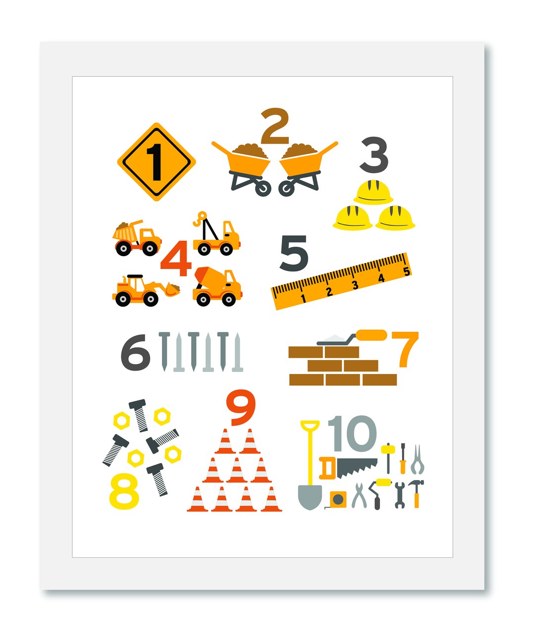 Construction Numbers Print Etsy
