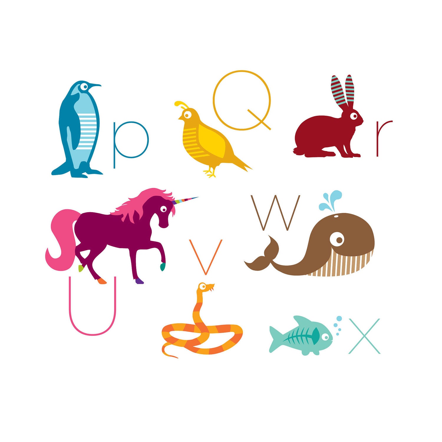 Lilly & Bright  Animal Alphabet Poster