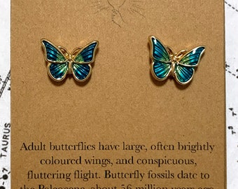 Butterfly Stud Earrings - Purple, Green or Pink - Lepidopterology