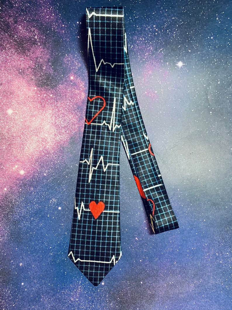 Biology and Cardiology EKG Heart Necktie Self-Tie