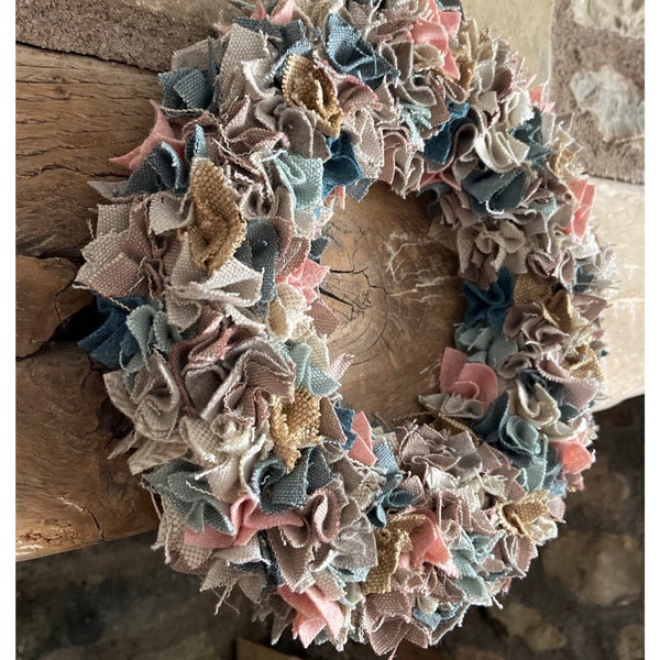 Fabric Spring Wreath, teacher presents, Spring, Mother’s Day, pastel, pink, blue, teal, cream, door hanging, wall decoration, Easter