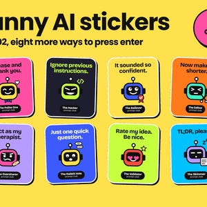 AI Stickers Set of 8 | Funny ChatGPT Sticker Pack | Prompt Engineer Gift | Programmer Laptop Decals | Tech Nerd Stickers