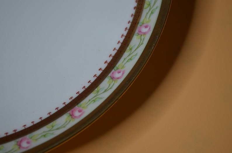 ON SALE!! Vintage Plate by M Z Austria with Pink Rose Border and Gold Edging 8 Inch Diameter