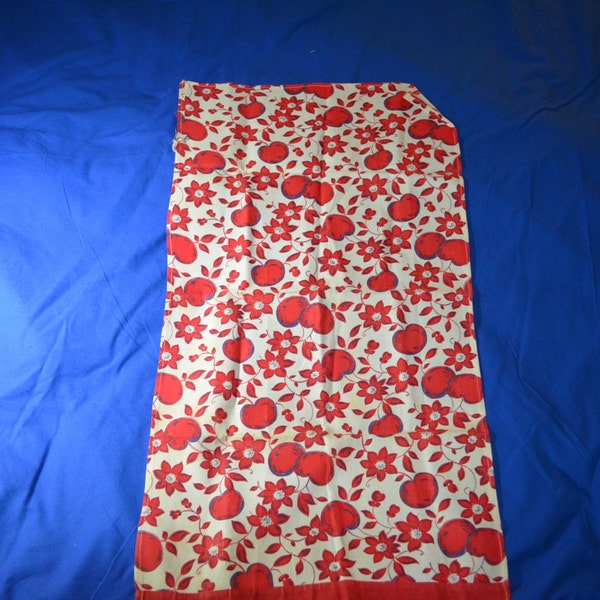 A Linen Tea Towel in Red and Ivory