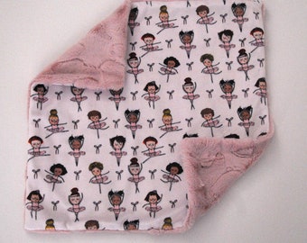 READY TO SHIP Lovey Minky Ballet Dancer Mini Blanket Lovey Blanket Lovee Cuddly Minky Ballet Dancer Print