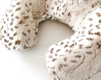 Ready to Ship Nursing Pillow Cover Faux Fur Artic Lynx in Taupe Fits Nursing Support Pillow, baby gift, shower gift