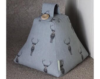Handmade Highland Stag Christmas Reindeer Doorstop: Sophie Allport Fabric, Filled or Unfilled