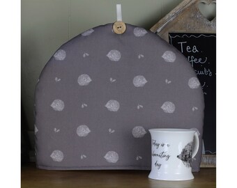 Hedgehog Tea Cosy: Mink Brown Woodland Print, 6-Cup Teapot