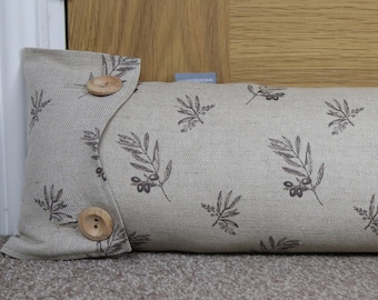 Olive Branch Linen Draught Excluder: Rustic Country Home Decor