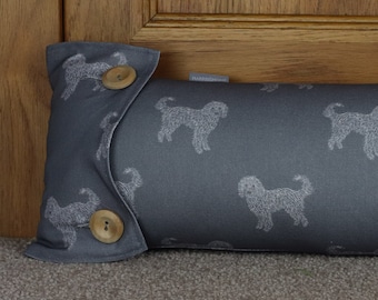 Goldendoodle Fabric Draught Excluder: Anthracite Grey Door Draft Stopper