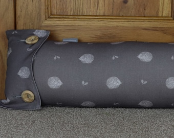 Hedgehog gift. Draught Excluder in Hedgehog Fabric (Brown) designed by Harris & Home.