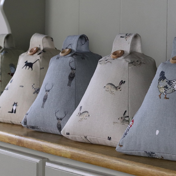 Fabric Door stop Doorstopper Sophie Allport fabric (FILLED or UNFILLED) Handmade birds, bees, dog, cat hare doorstop Housewarming gift