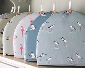 Tea Cosy Cosie Handmade in Sophie Allport Fabric Bird print Pheasant Birdwatching Bees Flamingo fabric. Housewarming gift.