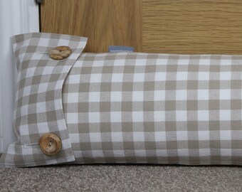 Draught excluder Handmade Laura Ashley Beige Gingham check fabric. Neutral home decor. Country farmhouse decor