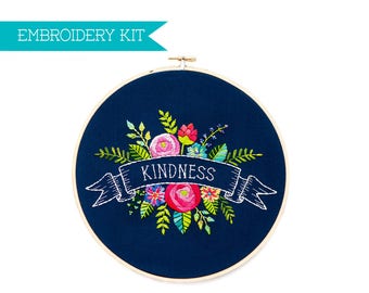 DIY Embroidery Kit, Flower Embroidery Pattern, PDF Pattern, Floral Embroidery Design, Flower Pattern, One Word, Hand Embroidery, Hoop Art