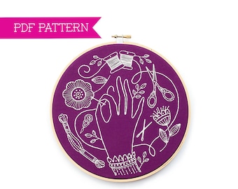 PDF Embroidery Pattern, PDF pattern, Sewing Embroidery Pattern, Modern Embroidery, DIY Embroidery Art, Embroidery tutorial, Gifts for Sewers