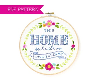 Home Embroidery Pattern, Floral Design, Flower Pattern, PDF Pattern, Hoop Art, Hand Embroidery, Modern Embroidery, Needlepoint, Cross Stitch