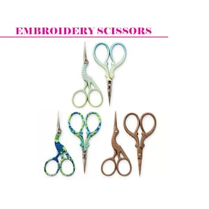 Embroidery scissors, 3.75 inch stork scissors, Thread snips, Cute scissor, Bird scissors, Blue stork scissors, Bronze scissors, Cross Stitch