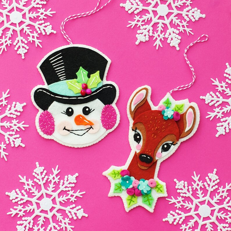 Felt Ornament Kit Embroidery Pattern DIY Ornament Kit Felt Etsy