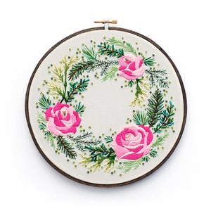 Rose Embroidery Pattern, DIY Floral Wall Art, Winter Embroidery, Modern Embroidery, Xmas Pattern, PDF Pattern, Modern Cross Stitch image 5