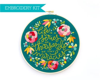 Embroidery Kit, Hand Embroidery Kit, PDF Embroidery Pattern, Floral Embroidery, Modern Embroidery, Wedding Gift, DIY Kit, Supply Kit