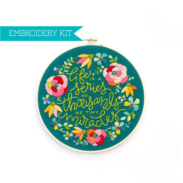 Embroidery Kit, Hand Embroidery Kit, PDF Embroidery Pattern, Floral Embroidery, Modern Embroidery, Wedding Gift, DIY Kit, Supply Kit