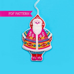 Felt Santa PDF Pattern, Jolly St Nick Ornament, DIY ornament, Christmas sewing pattern, Holiday Pattern, Cottagecore, Embroidery PDF