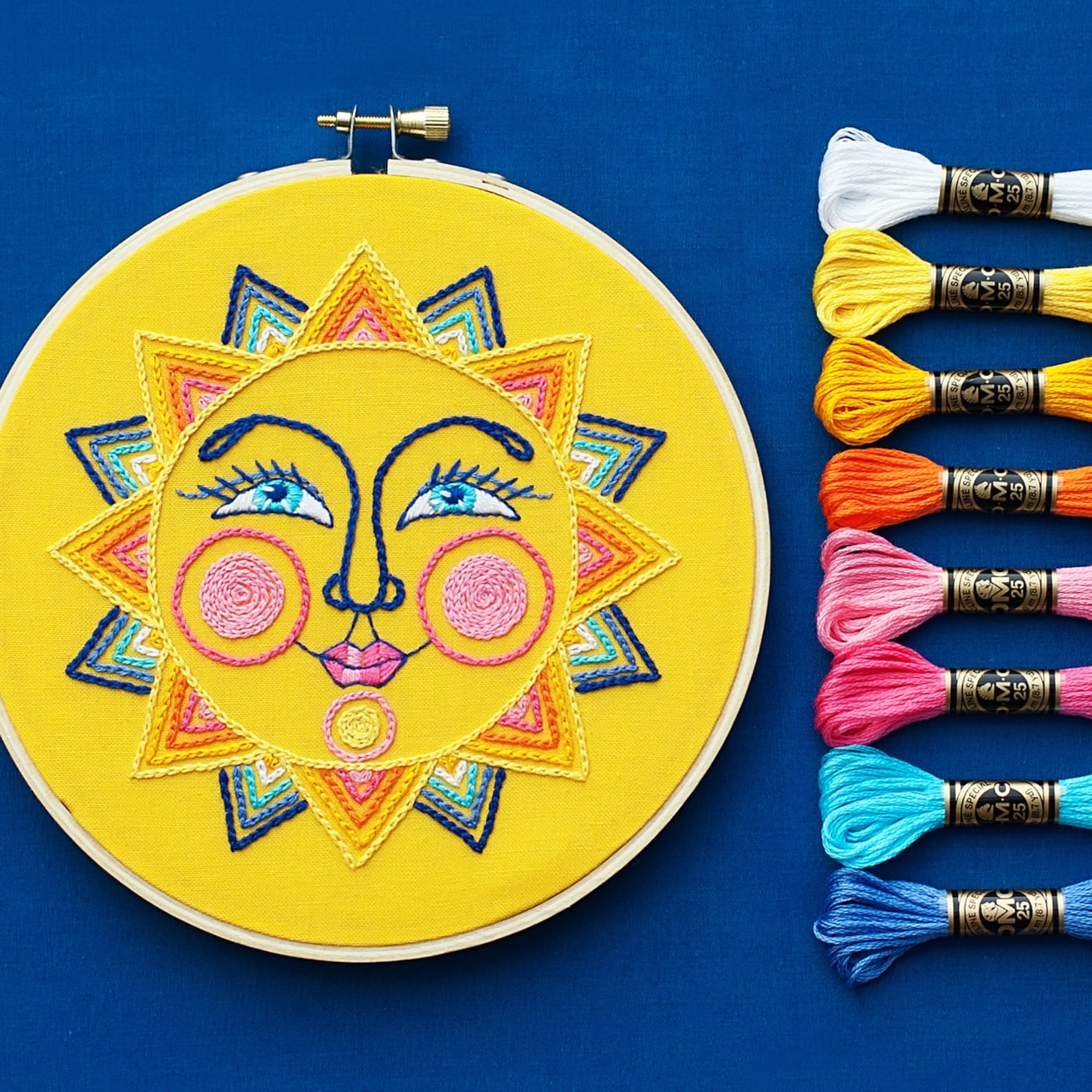 Hand Embroidery Pattern PDF Pattern DIY Embroidery Sun Face Etsy