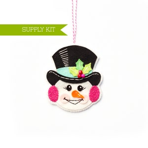 Snowman Kit, Embroidery Kit, Felt Ornament Kit, Embroidery Pattern, DIY Ornament Kit, Snowman Pattern, Christmas Ornament, PDF Pattern