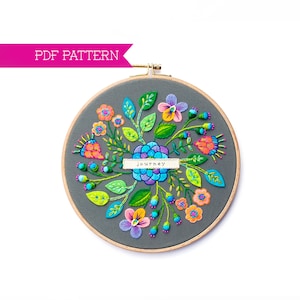 PDF Stickanleitung, Ein sinnvolles Wort, Blumen Stickmuster, Florales Stickmuster, DIY Stickerei, Ein Wort, Cottagecore
