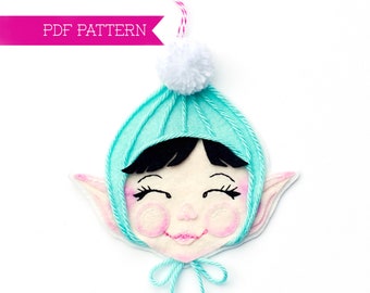 Felt PDF Pattern, Elf Ornament, DIY ornament, Felt Sewing Pattern, Christmas craft, Wool felt pattern, Christmas Elves PDF, Xmas Kit