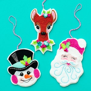 Felt PDF Pattern, Reindeer Ornament, Christmas Ornament, Deer Embroidery Pattern, Felt Deer, Woodland Animal, Felt flowers, Deer Softie image 5